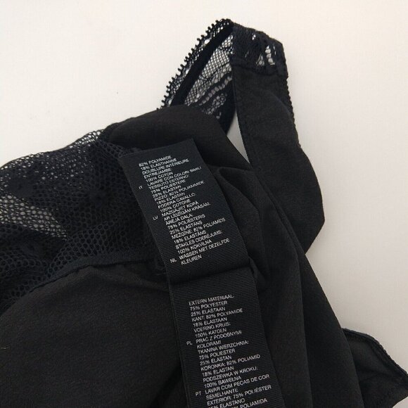 & Other Stories Black Lace Overlay Bodysuit Size 6 Peek A Boo V Neck Teddy - Picture 9 of 9